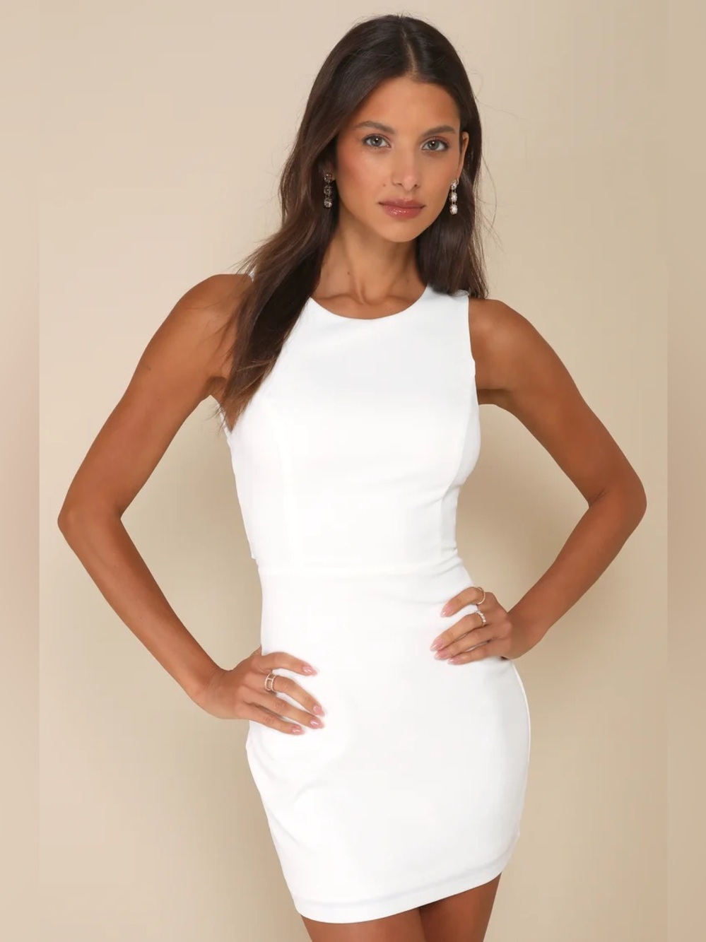 Lulus Confident Cutie White Tie Back Sleeveless Mini Dress Size L NWT